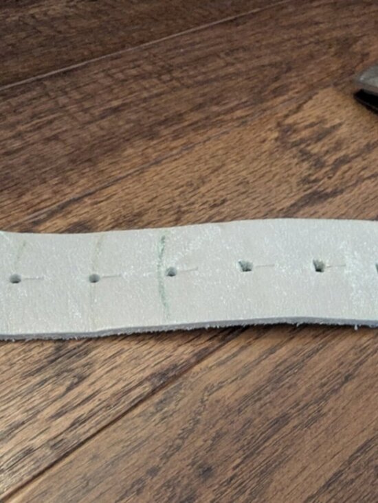 Vintage Y2K leather hip Belt Ivory silver buckle Made In Canada Sz S oversized main image 8